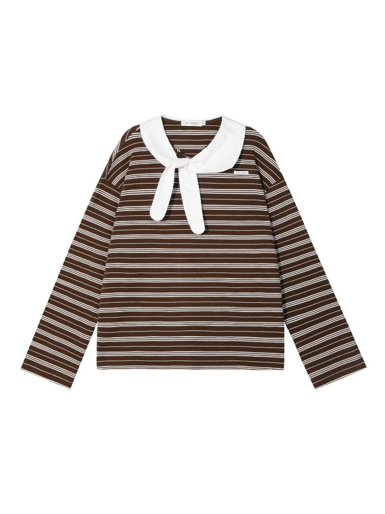 Bow-Tie Striped Long-Sleeve T-Shirt