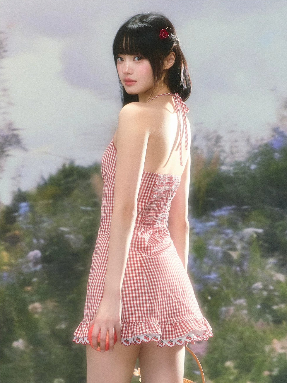Plaid Halter Dress