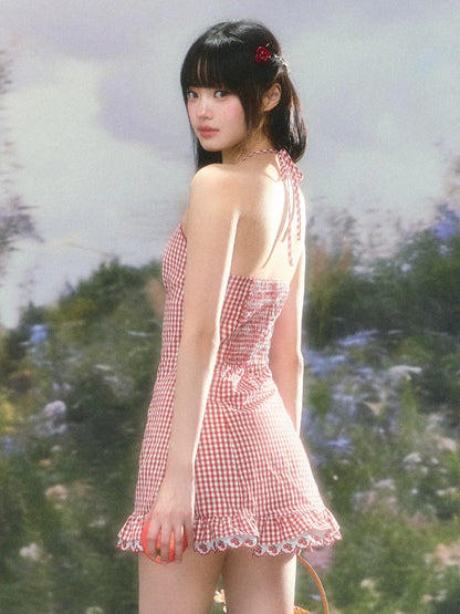 Plaid Halter Dress