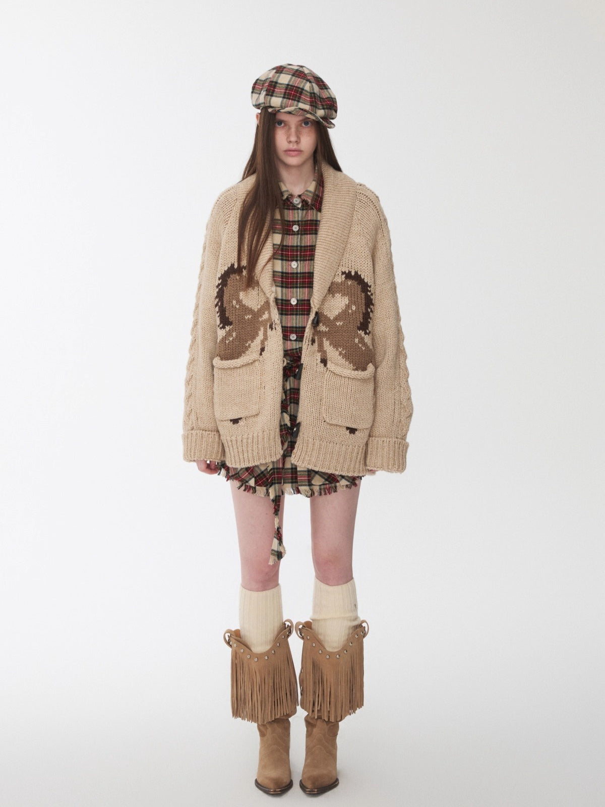 Vintage Check Newsboy Cap