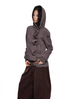 Striped Hooded Patchwork Cardigan