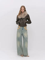 Vintage Fur Collar PU Jacket