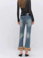 Vintage Washed Cotton Flare Jeans