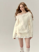 Off-Shoulder Patchwork Cable Knit Sweater