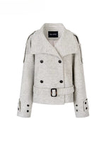 Contrast Double-Breasted Wool-Blend Coat