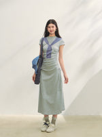 Printed Side Gathered Tie Dress