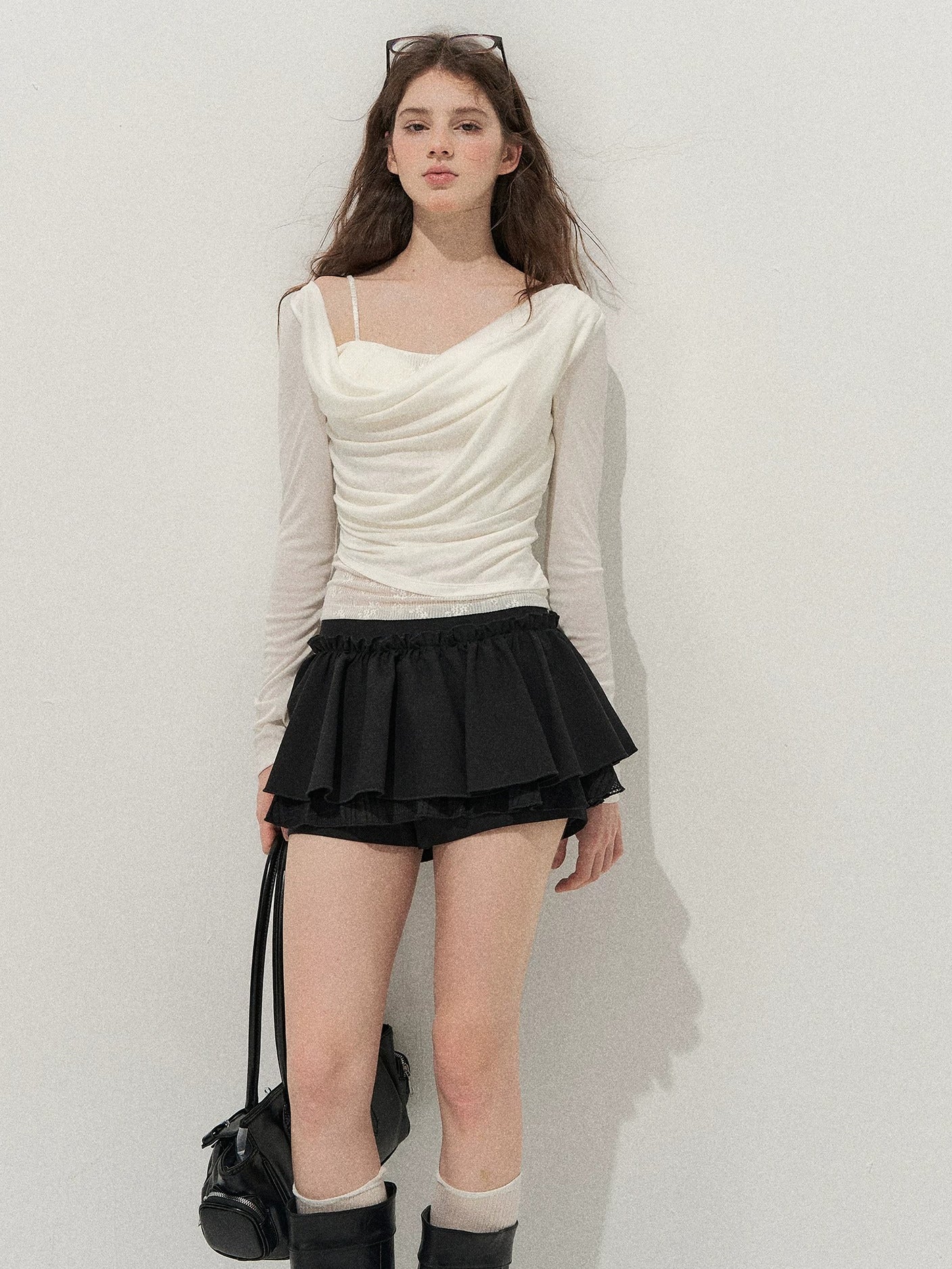 Tencel-Wool One-Shoulder Top