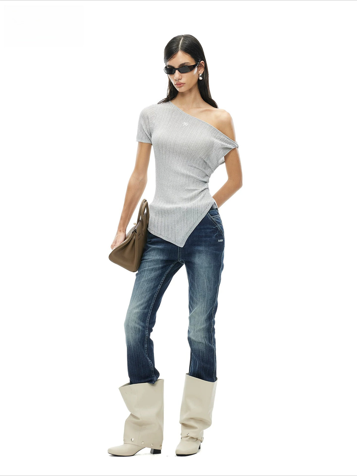"White" Straight Denim Jeans