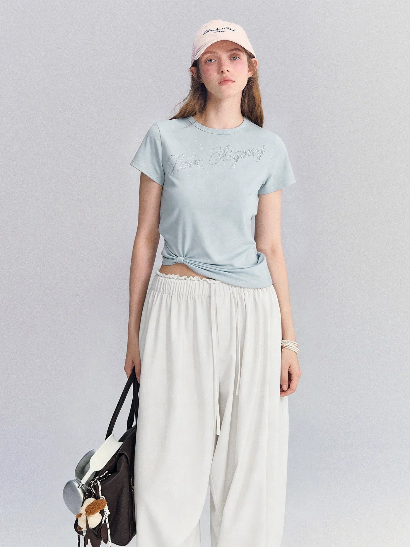 Twist Hem Rhinestone Tee