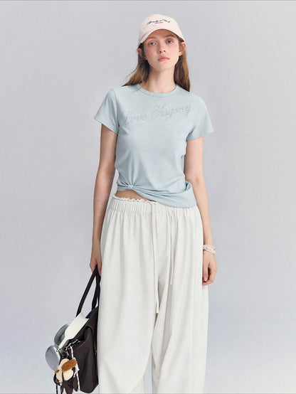 Twist Hem Rhinestone Tee