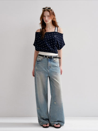 Polka Dot Contrast Top