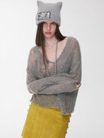 Mohair Star Cutout Sweater