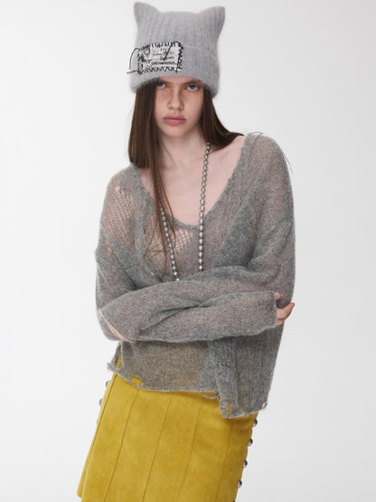 Mohair Star Cutout Sweater