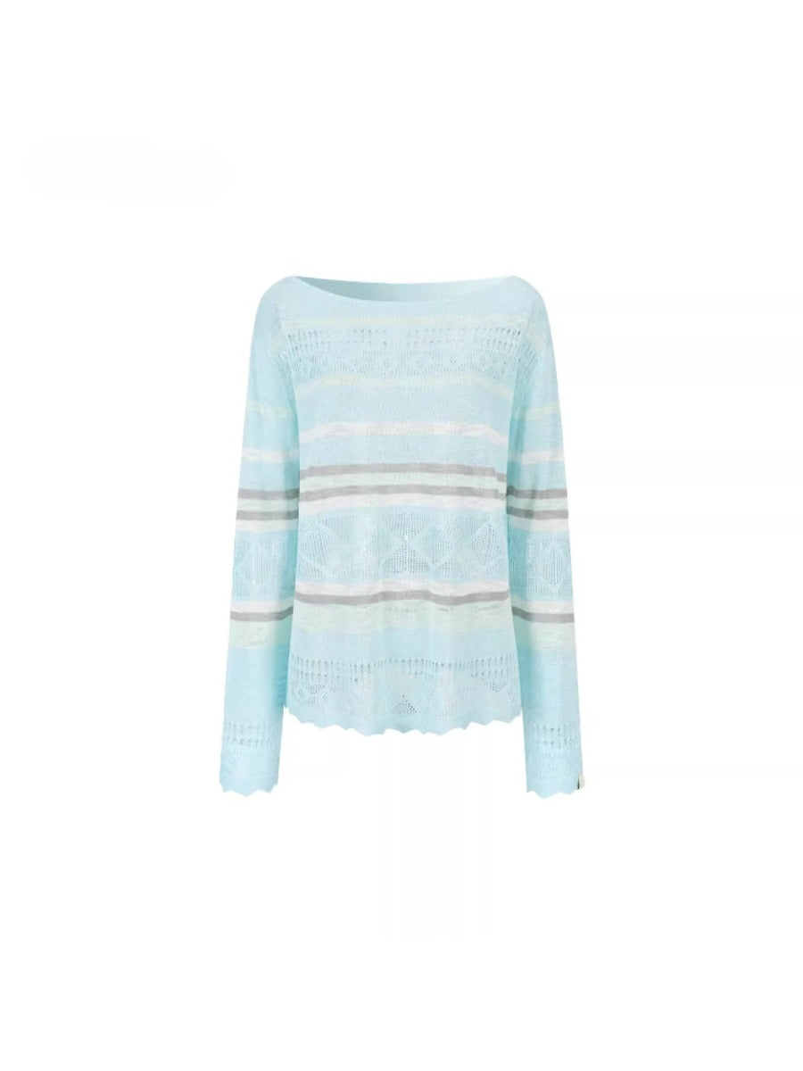 Stripe Openwork Knit Sweater