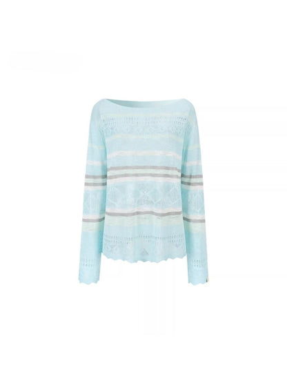 Stripe Openwork Knit Sweater