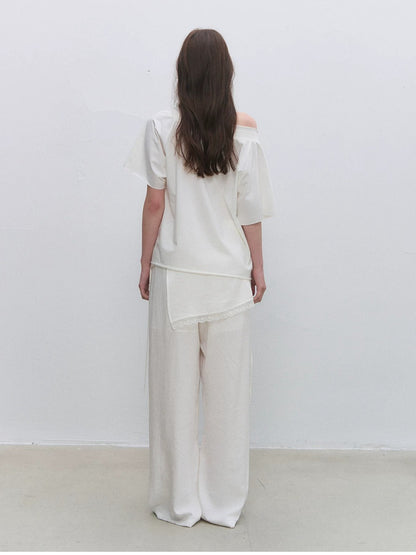 Shell Button Off-Shoulder Top