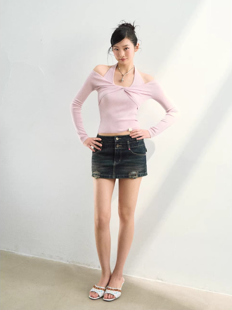Off-Shoulder Wool Knit Top