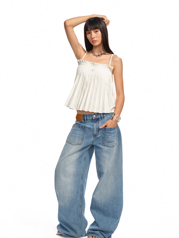 Accordion Pleated A-Line Loose Vest Sling