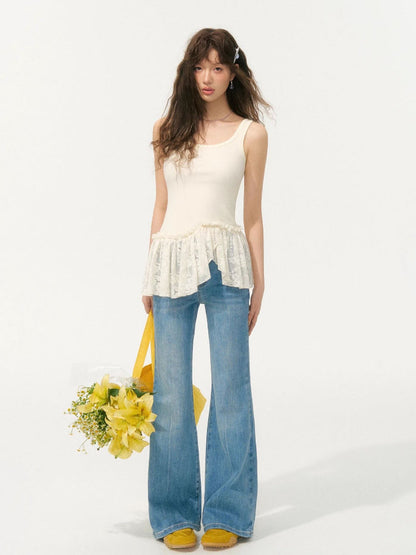 Lace-Edge Irregular Patchwork Vest