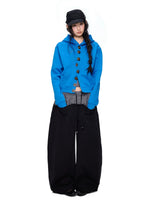 Button Embroidered Cropped Hoodie