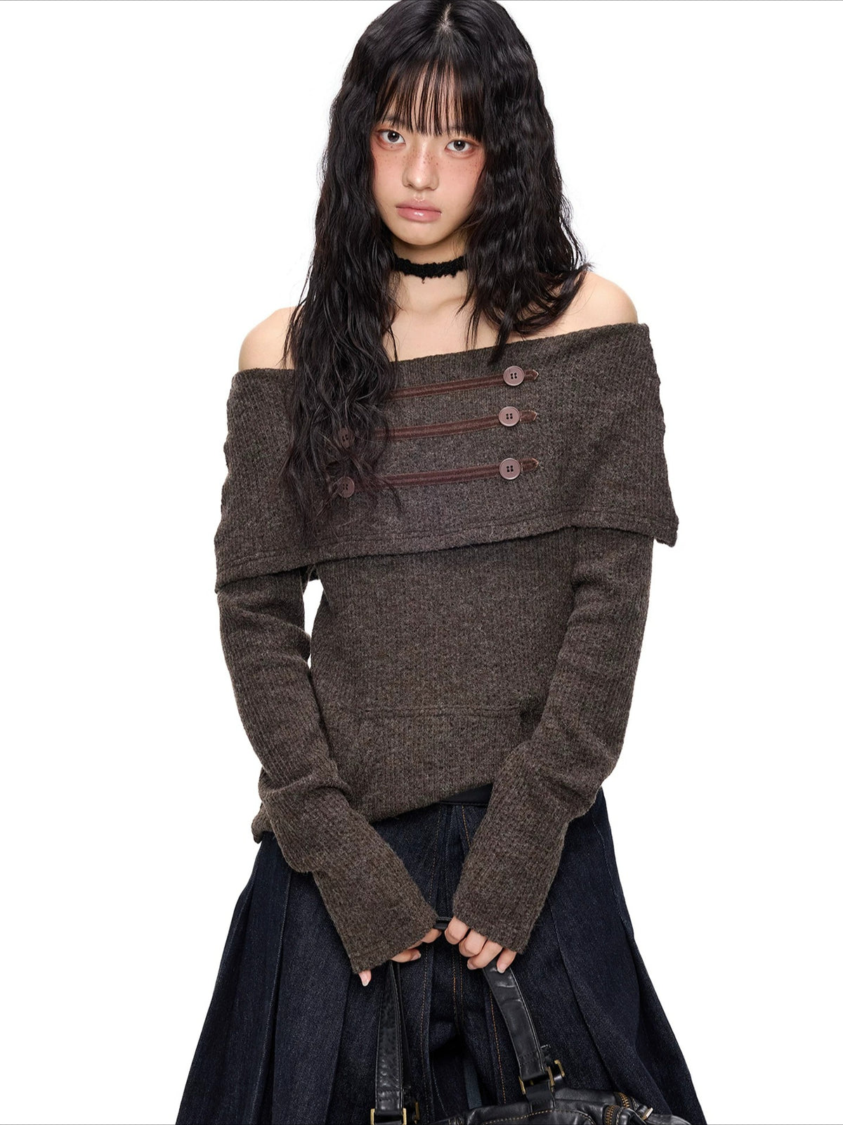 Off-Shoulder Knit Sweater