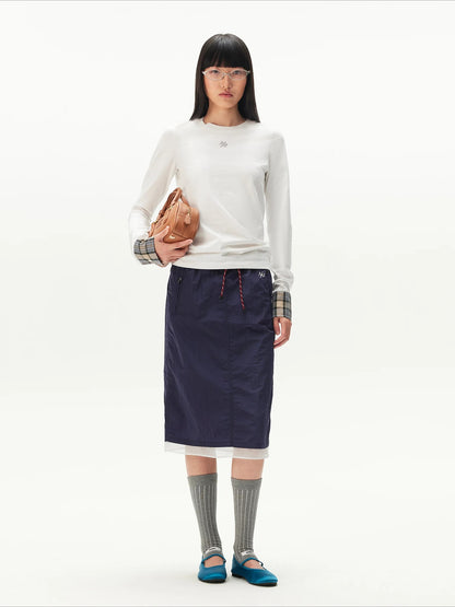 White Plaid Cuff Tee