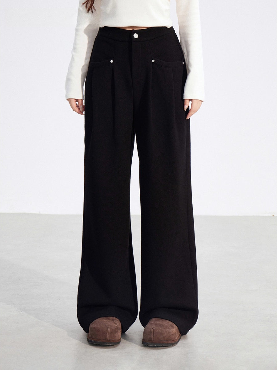Chenille Fleece Wide-Leg Pants