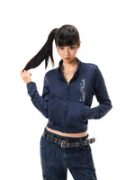 Printed Cropped Stand Collar Jacket
