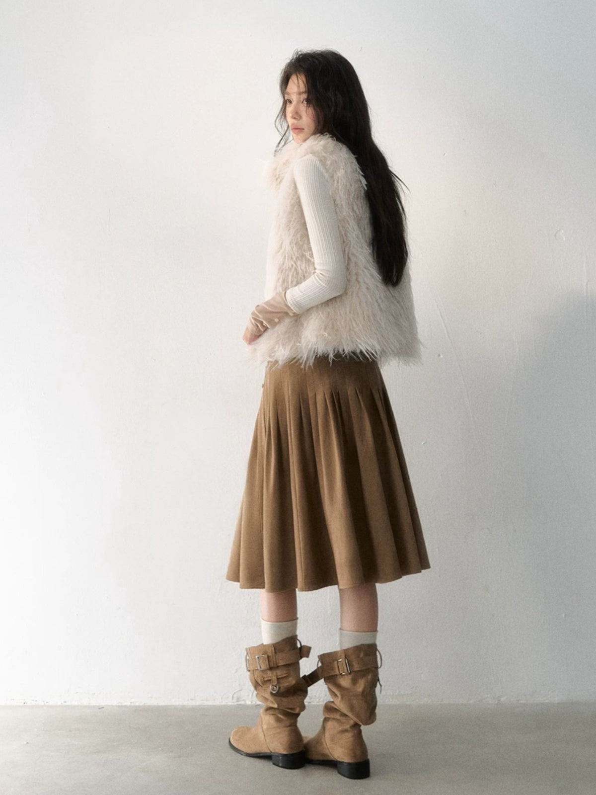 Reversible Plaid Faux Fur Vest