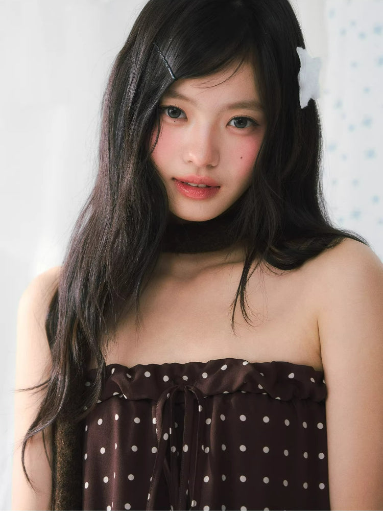 Polka Dot Tie Bandeau Top