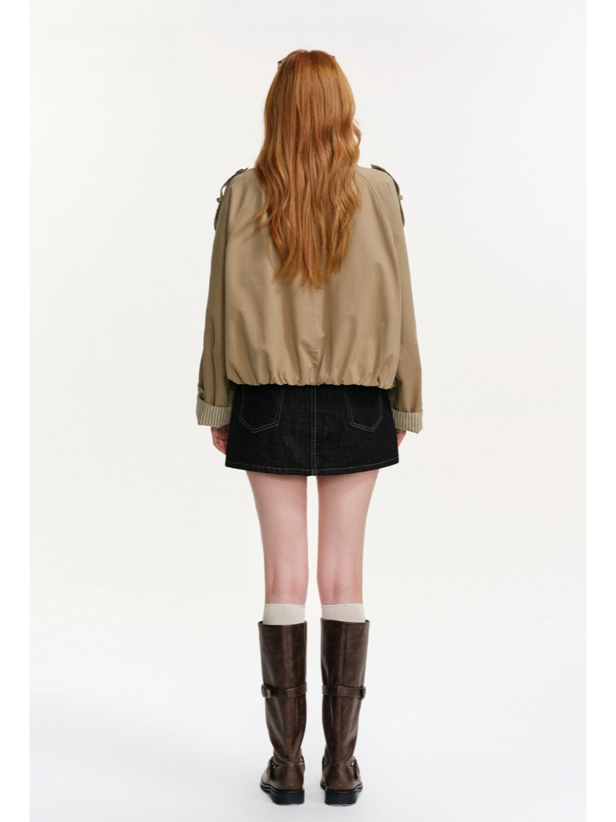 Layered Stripe Panel Trench Jacket