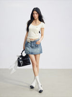 Blue Denim A-line Skort