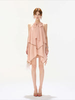 Light Pink Crystal Satin Dress