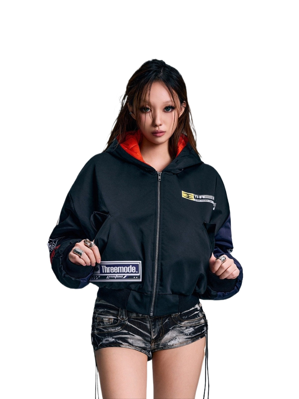 American Printed Hooded Short Jacket