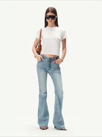+5CM N1 Washed Suede Flare Jeans