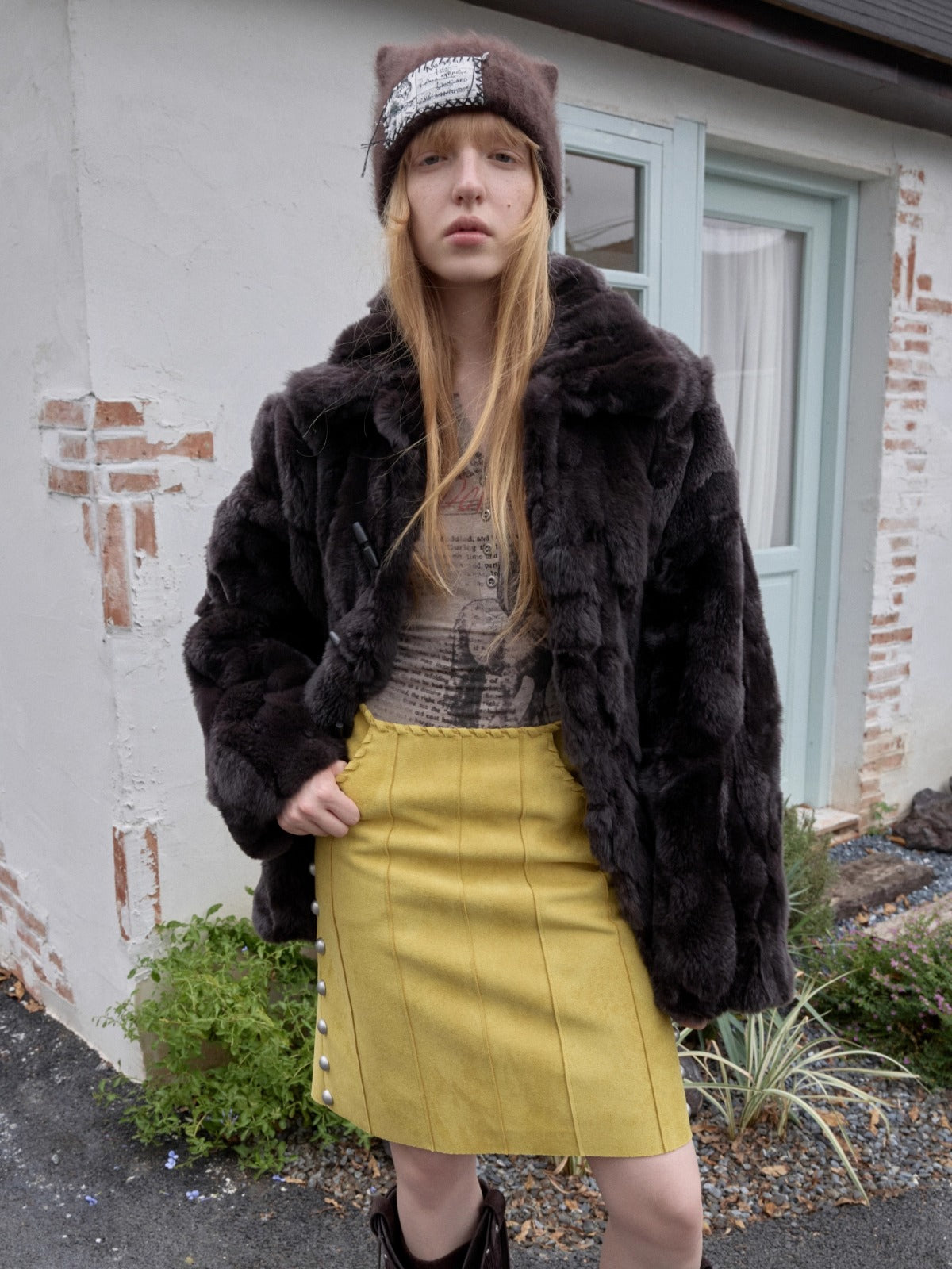 Rex Rabbit Patchwork Fur Jacket