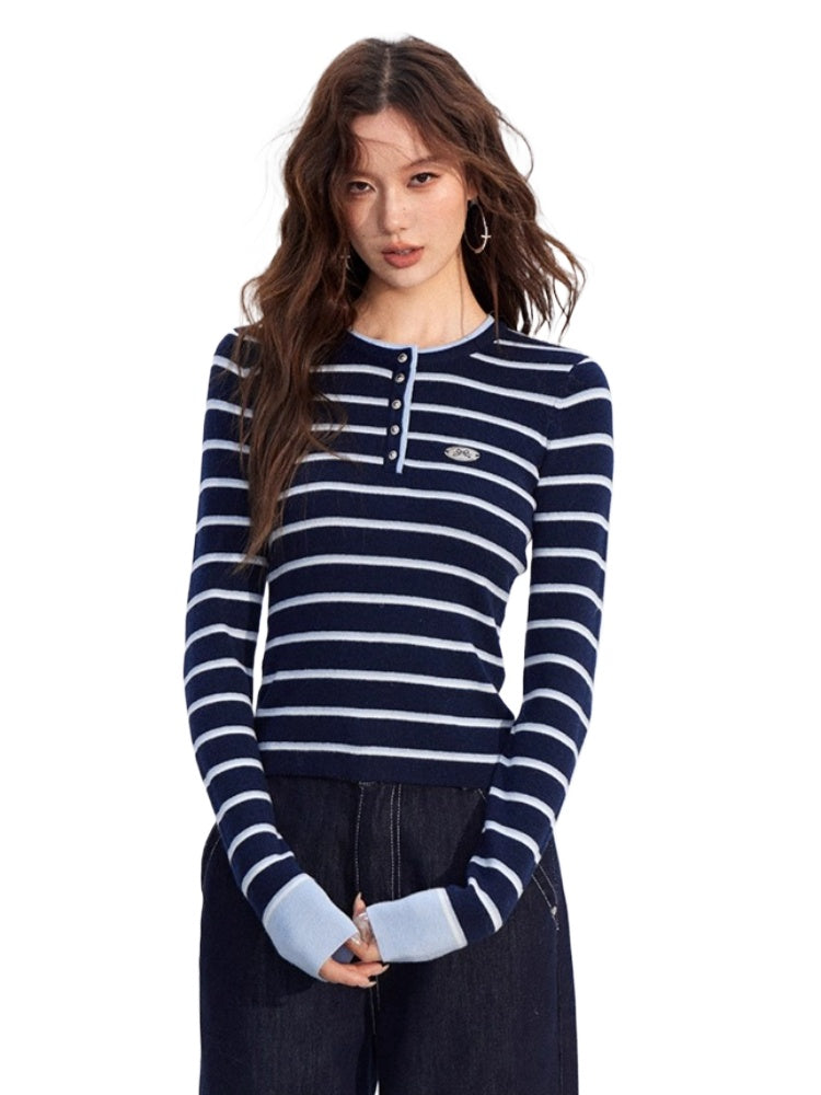 Striped Wool Knit Top