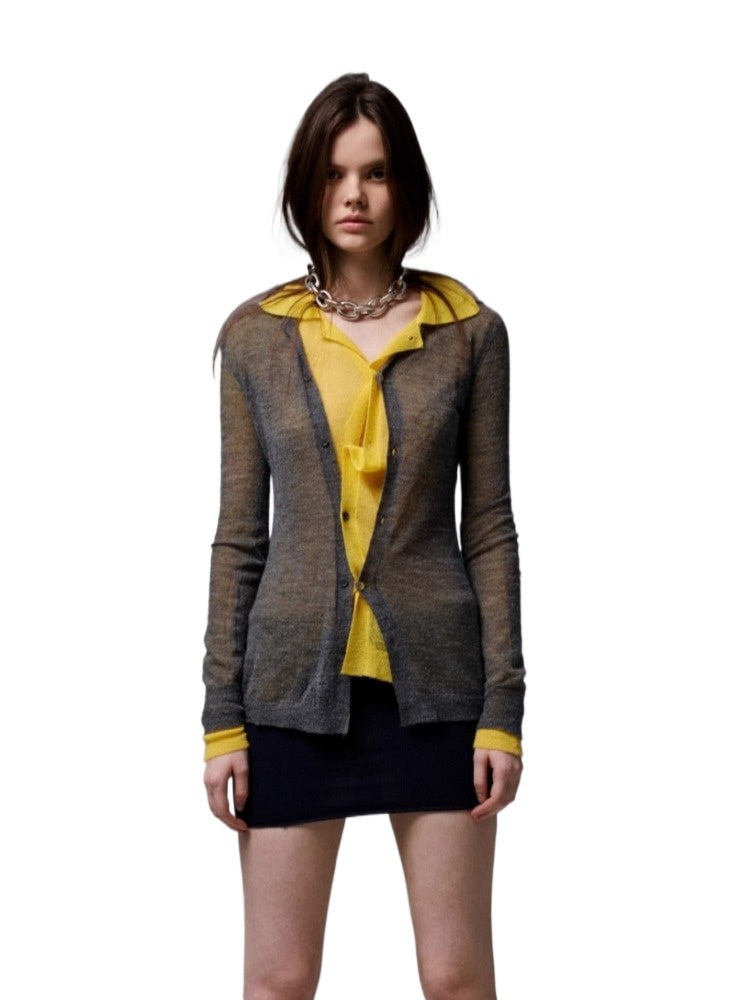 Mohair Slim Transparent Cardigan