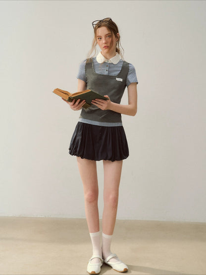 Faux Two-Piece Peter Pan Tee