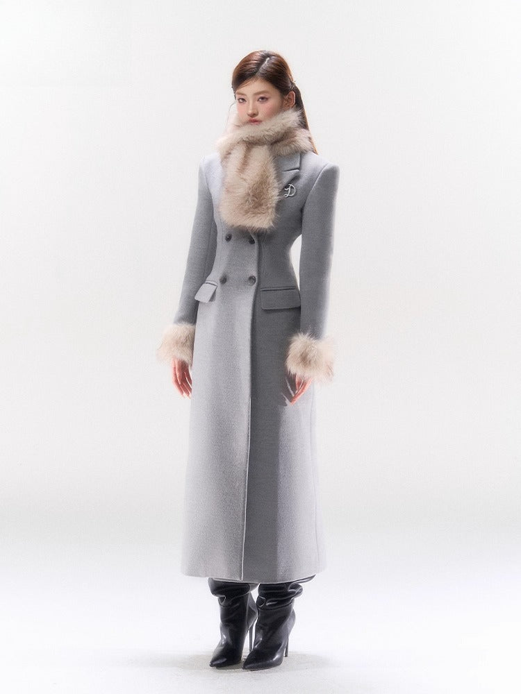 Wool-Blend Hourglass Double-Breasted Coat