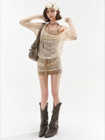 Apricot Lace Layered Bodycon Dress
