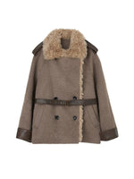 Faux Shearling Collar Wool Coat