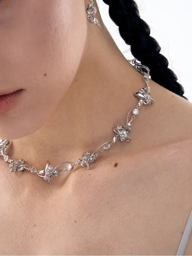Geometric Cross Snake Chain Choker