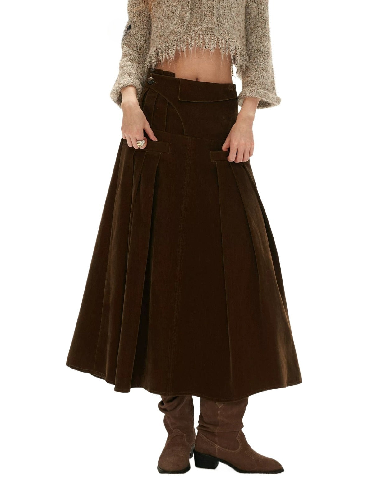 Vintage Velvet A Line Maxi Skirt
