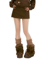 Brown Vintage Polka Dot Mini Skirt