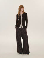 Contrast Layered Wool Blend Cardigan