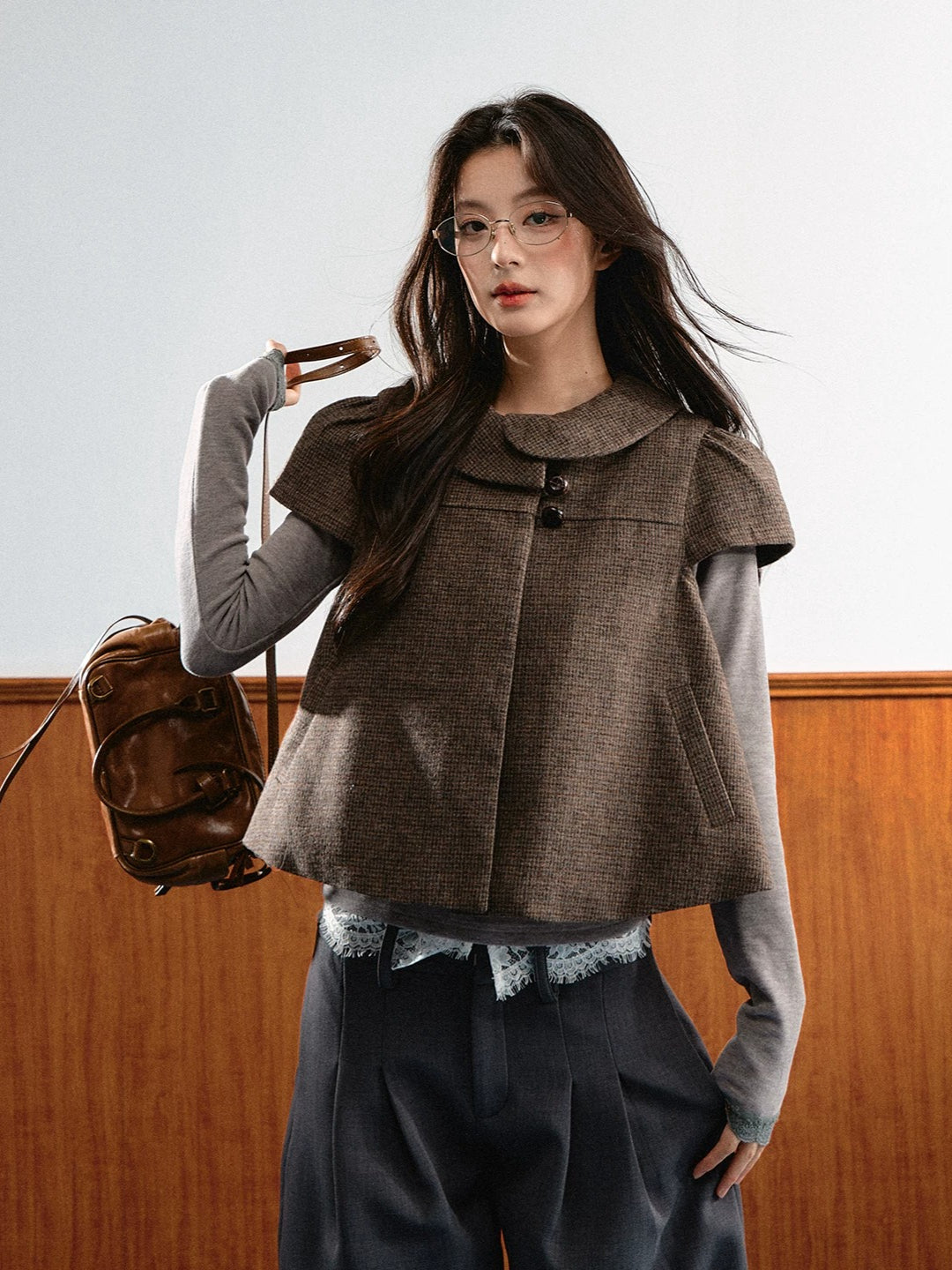 Plaid Doll Collar Jacket