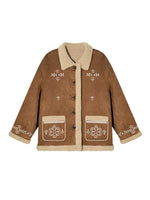 Shearling Embroidered Suede Jacket