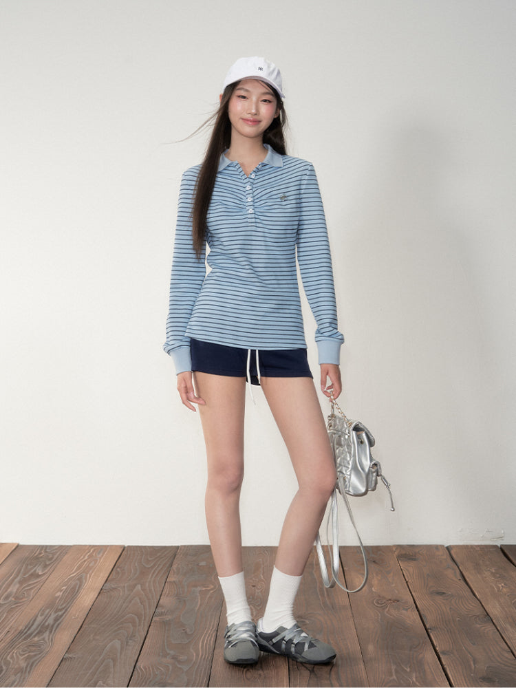 Striped Polo Long-Sleeve T-shirt