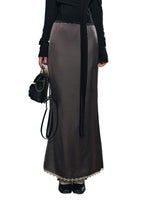 Lace Satin Midi Skirt